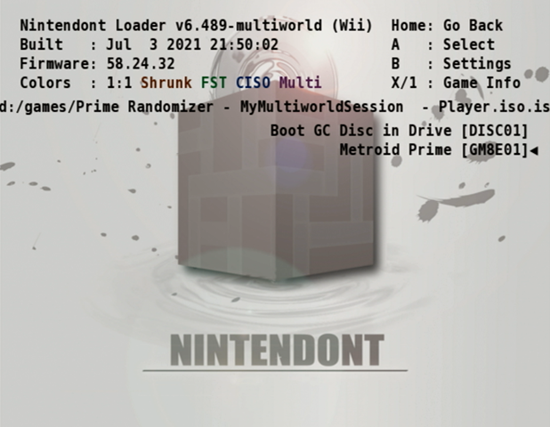 Game Selection screen in Nintendont